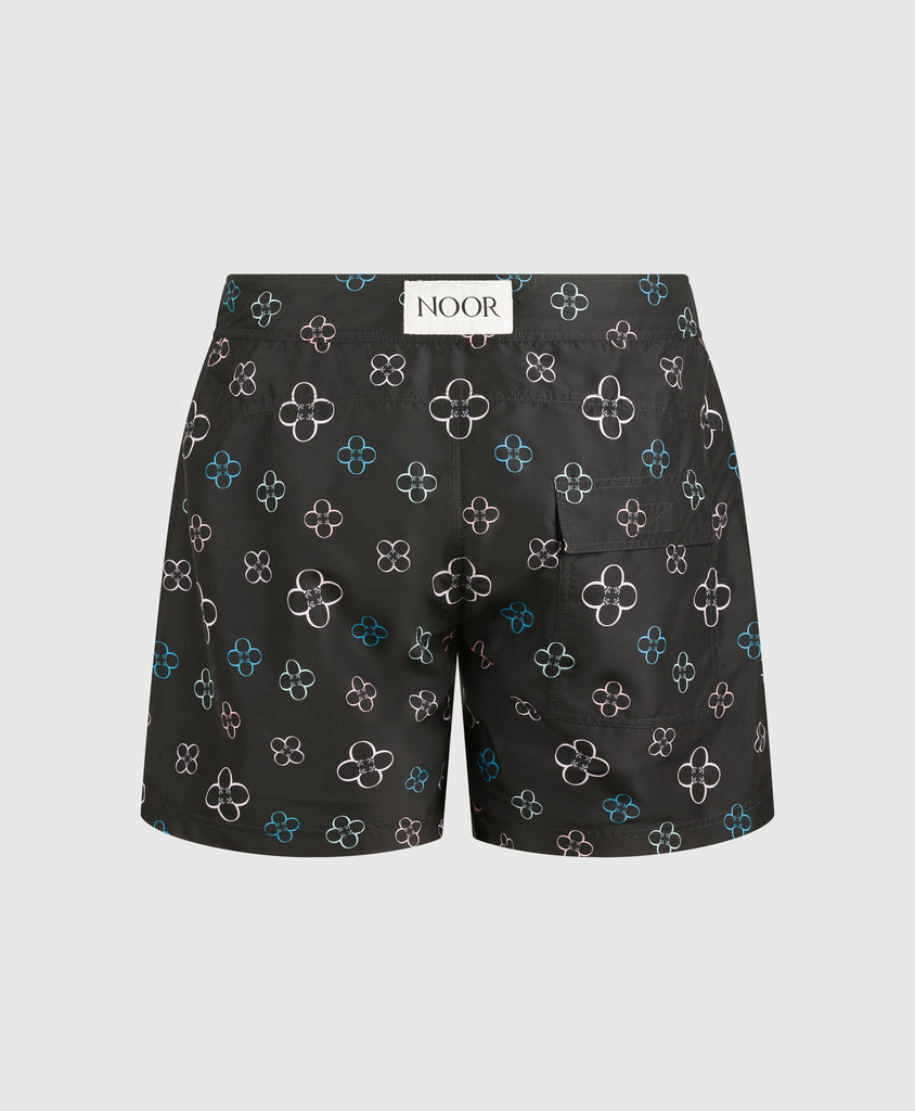 Prince Noir Luxe Fiore Print Swim Short
