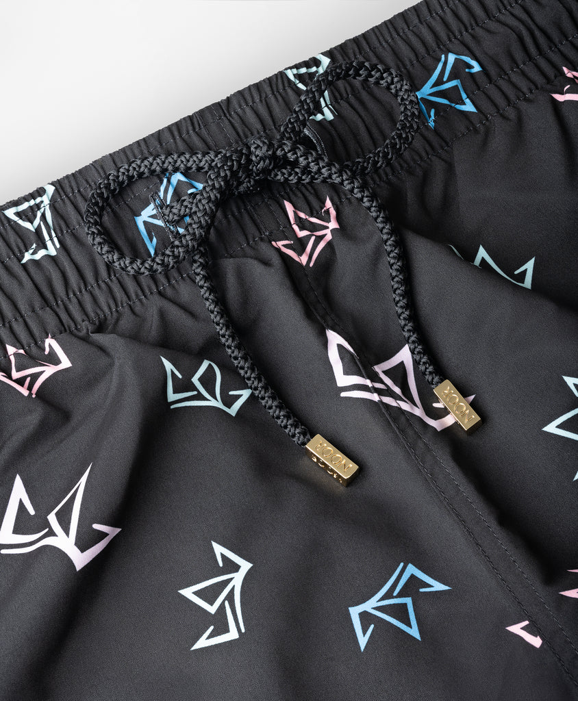 End Style Crown Print Jet Coastal Swim Short
