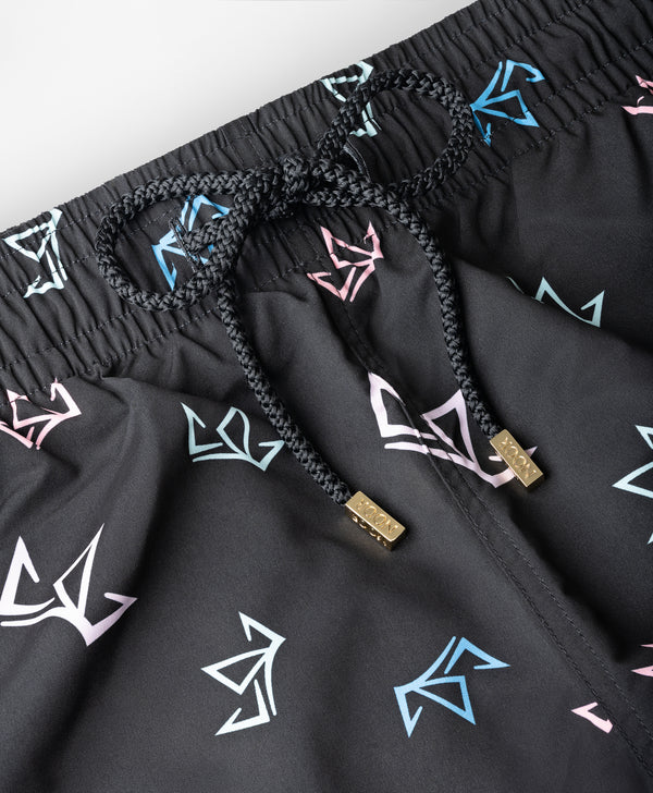 End Style Crown Print Jet Coastal Swim Short