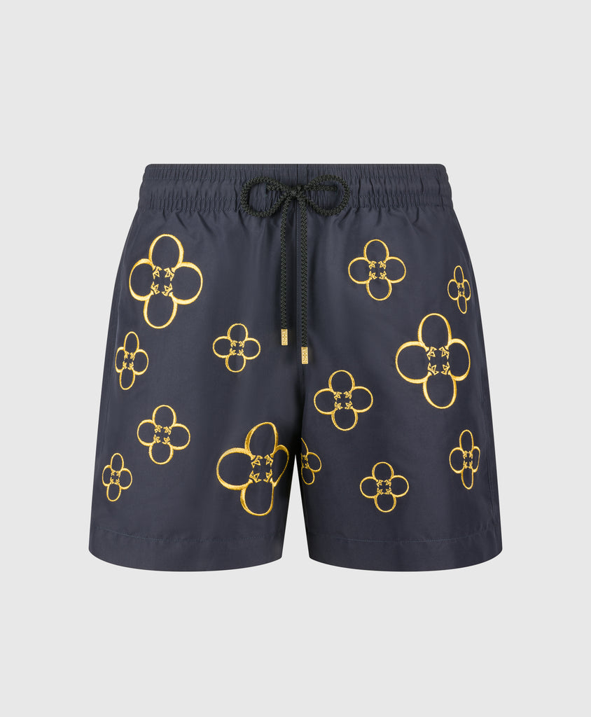 End Style Fiore Navy Swim Short 18K Gold Embroidery - Limited Edition