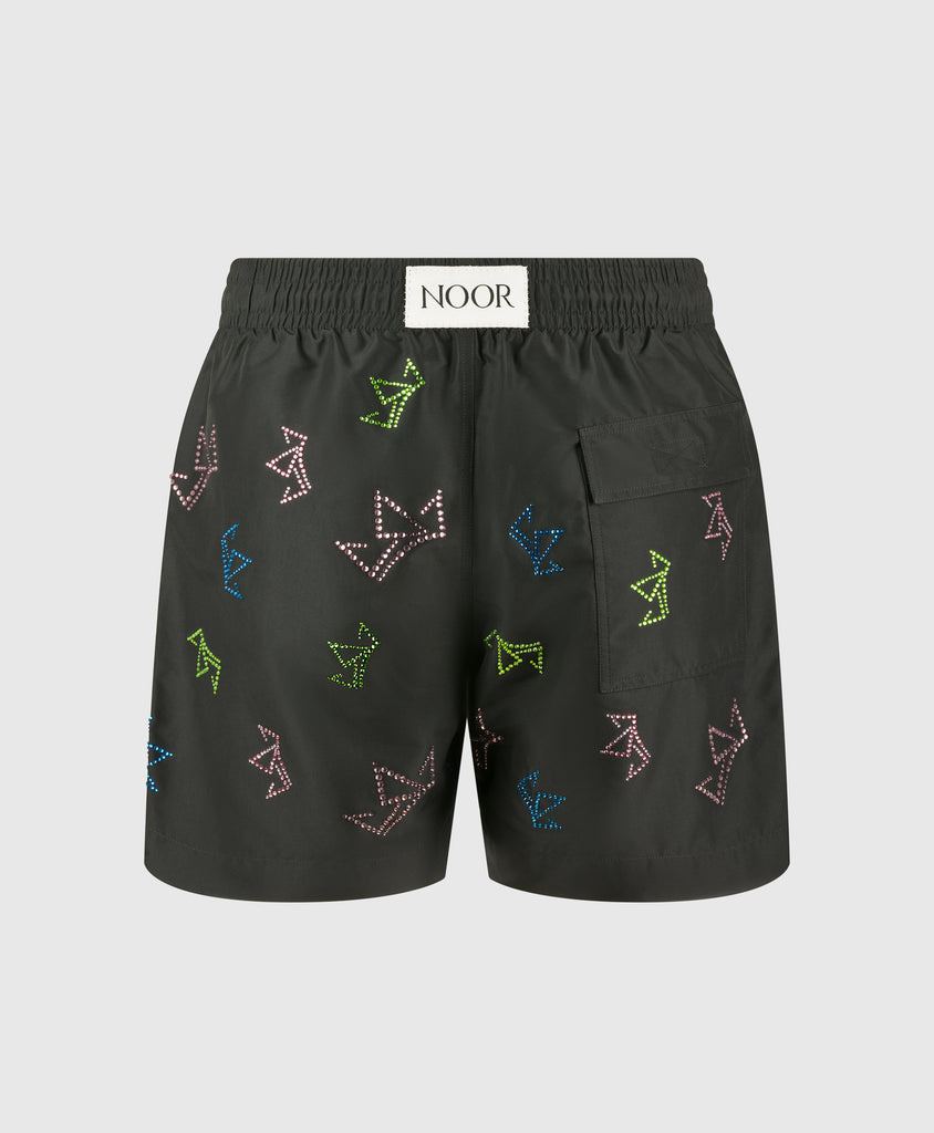 End Style Crown Jet Swim Short with Crystals  - Limited Edition