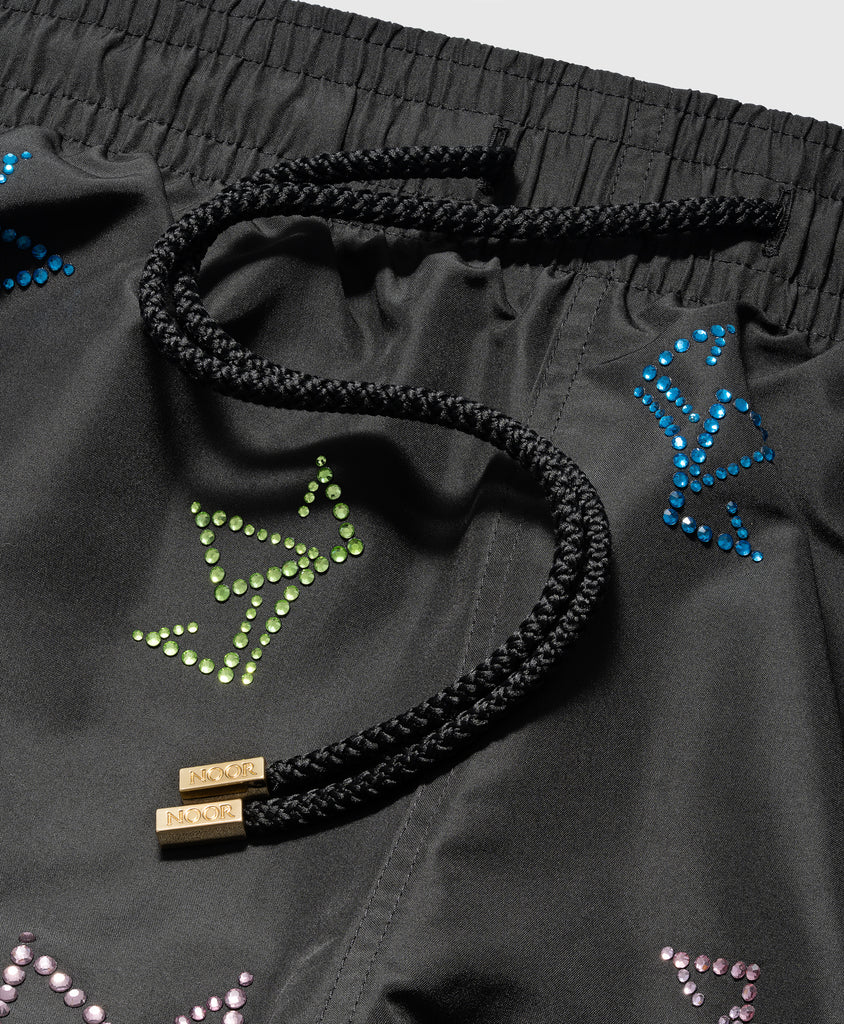 End Style Crown Jet Swim Short with Crystals  - Limited Edition