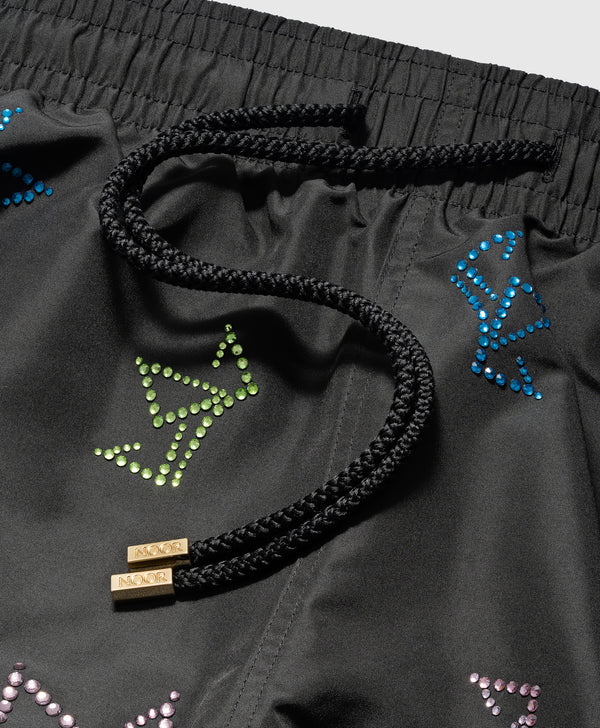 End Style Crown Jet Swim Short with Crystals  - Limited Edition